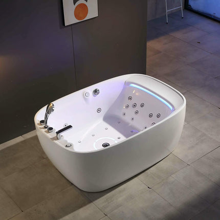 Bathroom Hot Tubs and Jacuzzi Indoor Spa Tubs Adult Spa Oval Acrylic 2-Person Massage Bathtub Freestanding Hydro Jets