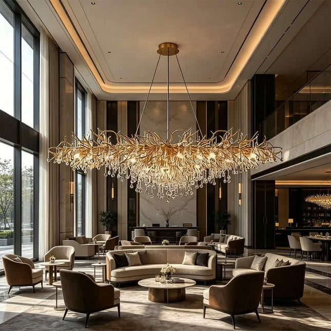 Modern Crystal Dining Room Chandelier Raindrop Tree Branch Light For Living Room Bedroom Hotel Lobby Crystal Chandelier Island
