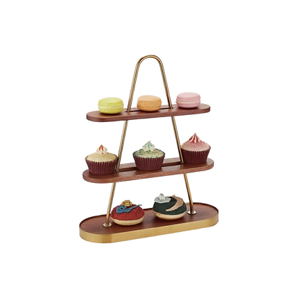 Nordic Style Luxury Tiered Metal Cake Stand Foldable Fruit Plate Snack Plate For Hotel Buffet Tea Break Afternoon Restaurant