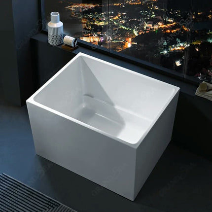 ICEGALAX Modern White Acrylic Free-standing Bath Tub Small Size Adult Bathroom Soaking Bathtub Solid Surface Deep Soaking