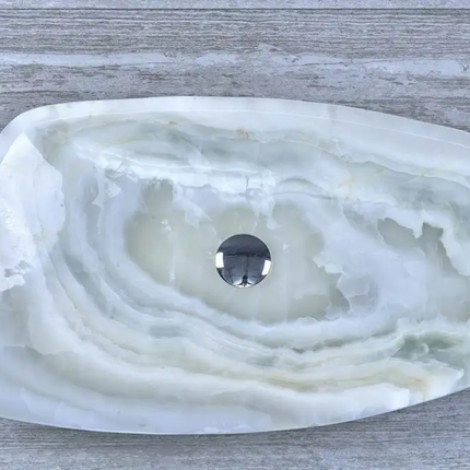 Luxury Modern Polished Natural White OnyxStone Unique Shape Big Size Vessel Sink Wash Basin For Bathroom Hotel