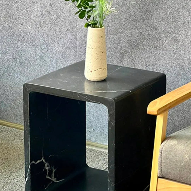 Artistic Rectangular Marble Side Table Small Size Frame Marble Table For Bedroom Nightstand and Office Accent Furniture