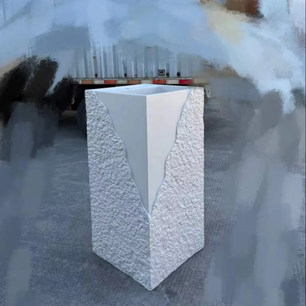 Modern Design Artificial Marble Standing Stone Basin Pedestal Sink Easy Clean Mount For Villa Hotel Washroom Bathroom