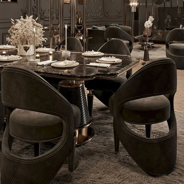 Luxurious Durable Stainless Steel Marble Top Postmodern Dining Table Fully Customizable Home Furniture