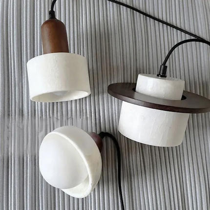 Adjustable Height Wabi Sabi Pendant Light Retro American Translucent Marble Droplight for Dining Table Kitchen Island Restaurant