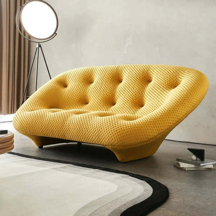 French Minimalist Chesterfield Sofa Set Fabric Irregular Cream Style Oval Shape Small Spaces Apartments Villas Hotel Application