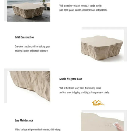 Made of concrete Modern GRC Movable Coffee Table Simulated Stone Durable Eco-Friendly Indoor Living Room Bedroom Furniture TMJ ML-GRCT-018