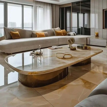 Italian light luxury marble coffee table modern minimalist designer durable High-End side table for living room home use