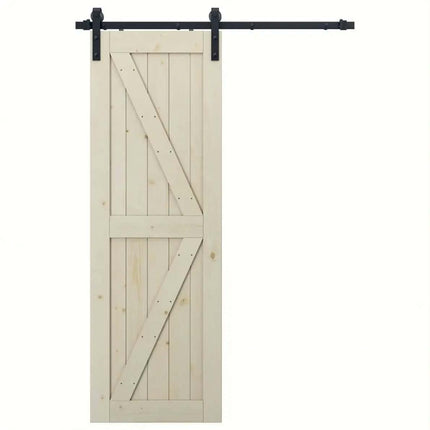 Certified Industrial K-Frame Modern Design Finished Solid Pine Wood Sliding Barn Door
