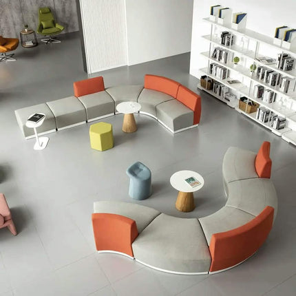Colorful Curved Modular Sofa Set | Commercial Lounge Furniture For Office Areas