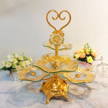 European -Style Round Glass Serving Fruit & Snack For Home Hotel KTV Business Gift-Ornament With Dried Fruits