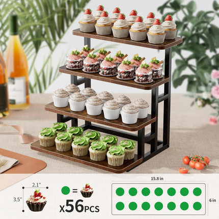4 Tier Wooden Cupcake Stand Holds 50 Cupcakes Tiered Tray Dessert Table Display Risers For Vendor Events