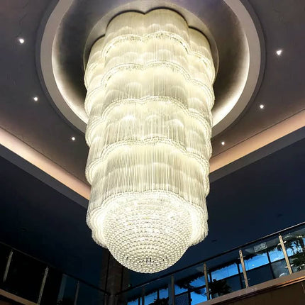 Hotel Lobby Lustre Crystal Luxury Long Large Chandelier Wedding Villa Gold K9 Crystal Chandelier Lighting