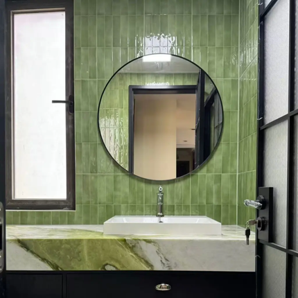 Azure Green Marble Freestanding Washbasin – With Base, Natural Stone, Customizable for Home, Hotel and Engineering Projects