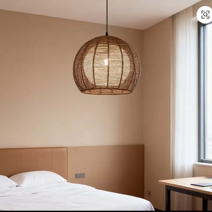 Modern Boho Rattan Pendant Light for Cozy Minimalist Bedroom