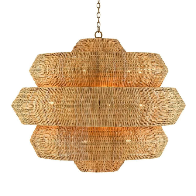 High Quality Modern Classic Rattan Natural Multi-Layer Chandelier for Bedside Reading Room Decor Pendant Light