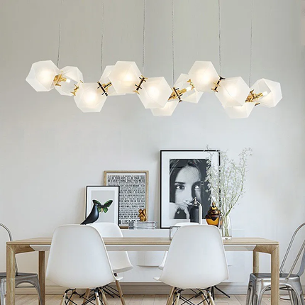 Modern Chandelier LED White Glass Stone Lamparas De Techo Suspension Luminaire Lampen Pendant Light for Dining Room Foyer