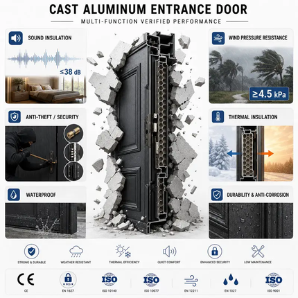 Factory Price American Style High Quality Strong Burglarproof Stainless Steel Front Entry Exterior Security Manual Supermarket