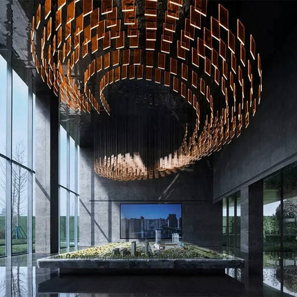 Modern Designer Custom Art Simple Acrylic Style Spiral Pendant Chandelier Lamp Pendant Light for Hotel Villa Hall Living Room