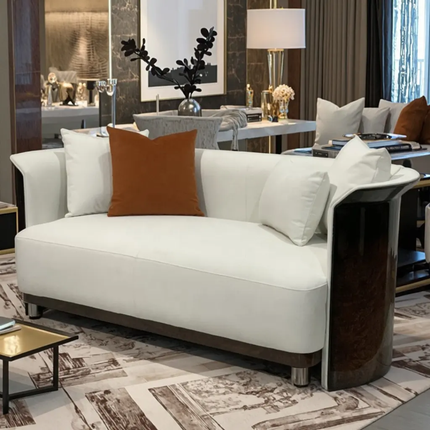 Italian Luxury High-End Paint Designer Furniture Microfiber Leather Tufted Sectional Sofa Modern Design Solid Wood Living Room