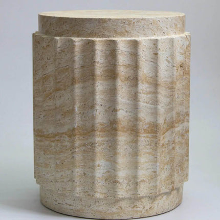 Modern Handmade Stone Natural Travertine Texture Roman Column Side Table Coffee Table Antique Home Balcony Simple Movable Table