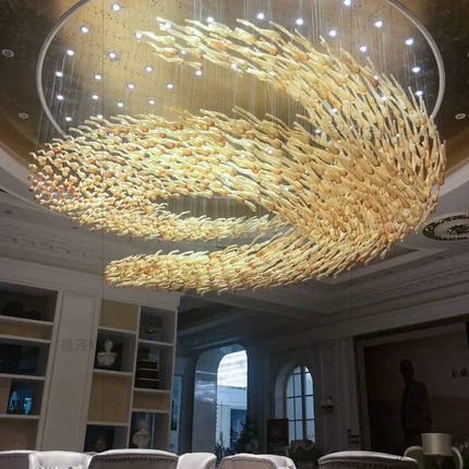 Free Design Custom Chandelier Manufacturer Flexible Art Glass Fish Chandelier