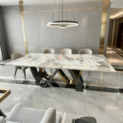 Dining Room Furniture Luxury Marble Modern Dining Table Set 6 8 Chairs Wedding Party Banquet Tables Dining Room Table For Events