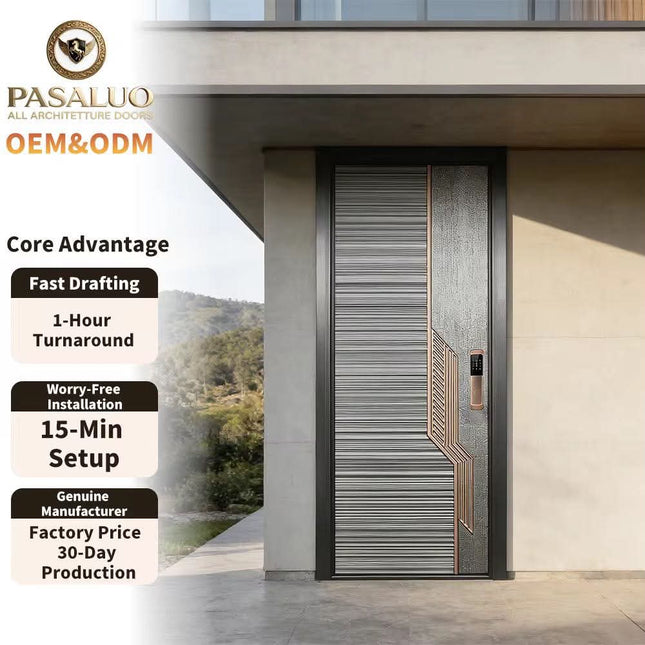 2026 OEM PSL Factory Direct Sales Aluminum Residential Home Villa Entrance Security Front Entry Exterior Doors For Houses