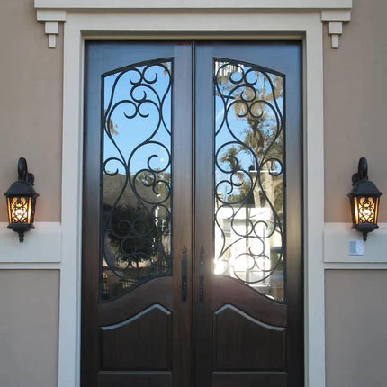 Modern Double Wrought Iron Steel Entrance Front Gate For Villa And Supermarket Interior with Finished Surface