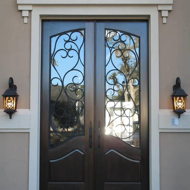 Modern Double Wrought Iron Steel Entrance Front Gate For Villa And Supermarket Interior with Finished Surface