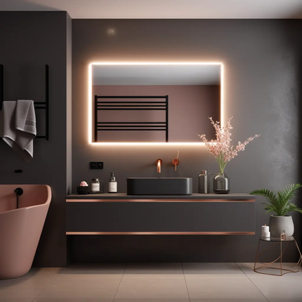 Custom Modern Luxury Waterproof Wall‑Hung Stainless Steel Vanity with Double Sink and Smart Mirror
