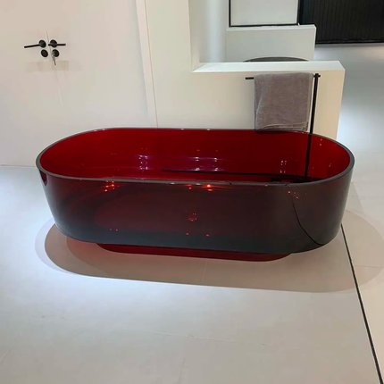 Glossy Burgundy Resin Tub Italian Design Exclusive Refined Sophisticated Living Masterpiece