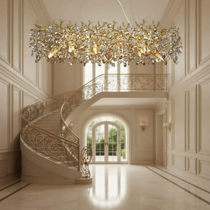 Modern Hotel Lobby Pendant Lights Living Room Staircase Tree Branch Crystal Chandeliers