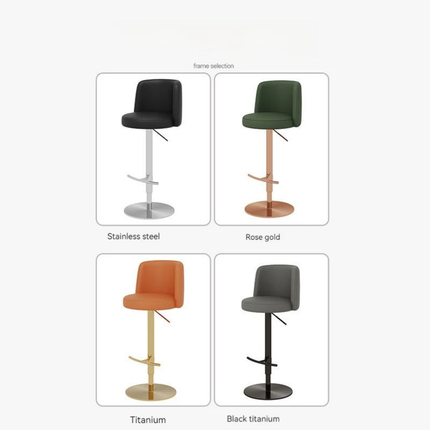Hotel Stainless Steel Bar Stool Chair Lift Revolving Leather Dining High Stool For Home