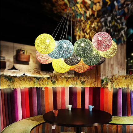 Cheap Hemp Ball Rattan Shade Chandeliers Creative Art Bamboo Lantern Lamp Rattan Pendant Light