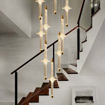 Nordic Stairs LED High Ceiling Minimalist Duplex Attic Lobby Staircase Chandelier Indoor Lighting
