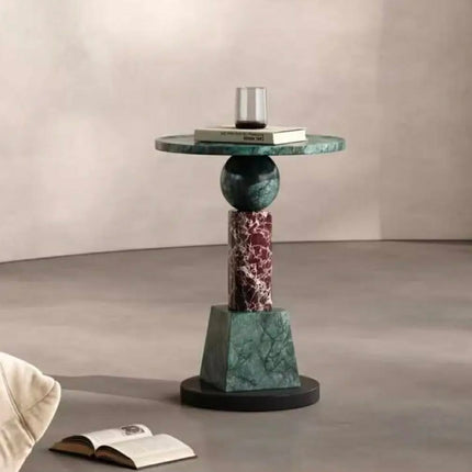 Light Luxury Marble Stone Side Table Hotel Restaurant Cafe Small Round Coffee Table Sofa Side Table For Living Room