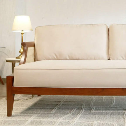 Modern Luxury Solid Wood Extendable Customized Rattan Three Seater Sofa Set for Living Room Kitchen School Basement Villa Use