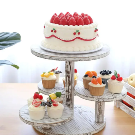 4 Tier Round Cupcake Tower Stand Wooden Cake Stand Rustic Cupcake Stand