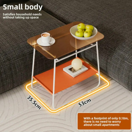 Modern Minimalist Tempered Glass Coffee/Side Table With Storage Small Living Room Bedroom Sofa Table Metal Frame