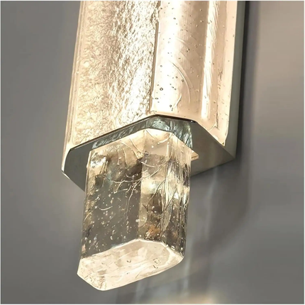 Transparent Crystal Glazed Wall Lamp with LED Source - Creative Stainless Steel Light for Hotel Lobby Aisle Living Room Bedroom