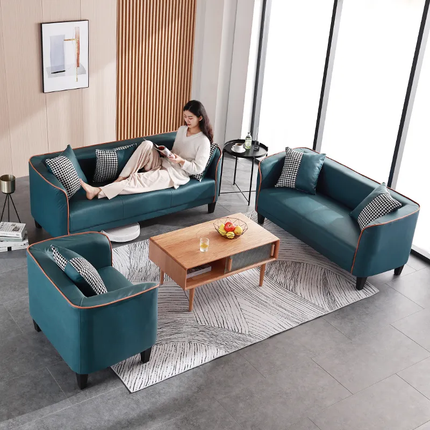 Modern Minamalism Solid Wood Fabric Sofa for Hotel Apartment Living Room Three-Person Removable Washable