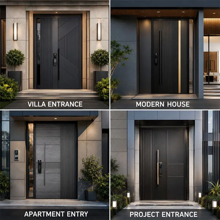 Custom Luxury External Modern Solid Stainless Steel Main Entrance Front Entry Anti-Theft Soundproof Doors