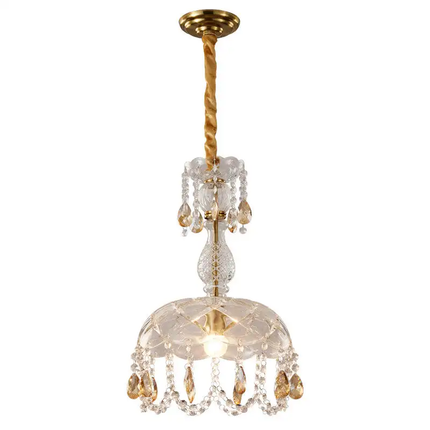 Simple Modern Glass Crystal Hanging Chandelier Bedroom Bedside Pendant Light for Kitchen