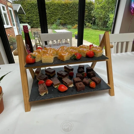 2-Tier Wooden Cake Stand With Cupcake Serving Set For Weddings Parties & Buffets For Bakery & Catering