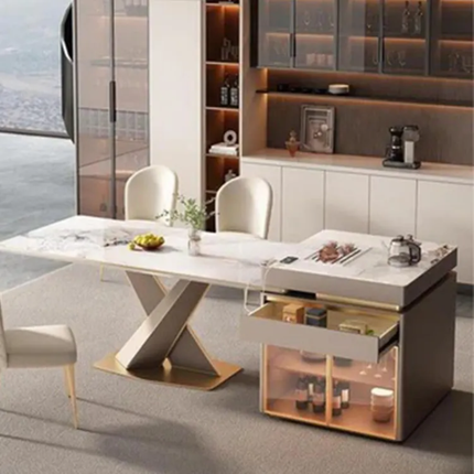 Custom Large White Artificial Stone Dining Table – Direct Manufacturer Premium Marble-Style Furniture
