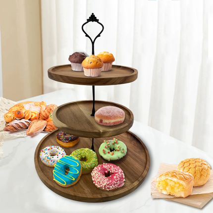 Customizable 3 Tiered Wooden Storage Rack Cake Stand For Wedding Party