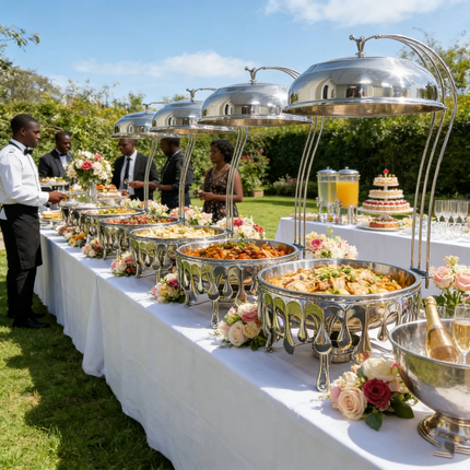 Hotel Cheffing Round Chafing Dish Hanging Buffet Food Warmer Wedding Serving Catering Luxury Chaffing Dishes Set For Restaurant