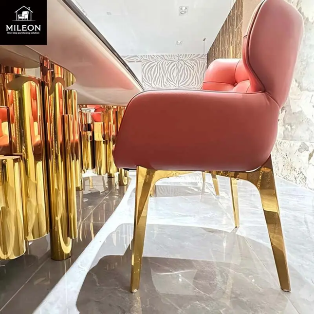 Custom-made Home Dining Room Furniture Luxury Decorative Gold Stainless Steel Frame Rectangular Dining Table Set