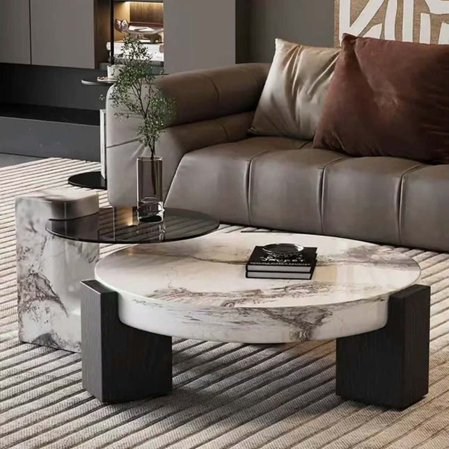 Made of concrete Italian Light Luxury Minimalist Marble Tea Table Living Room Combination Tea Table High-Grade Edge Several New Styles